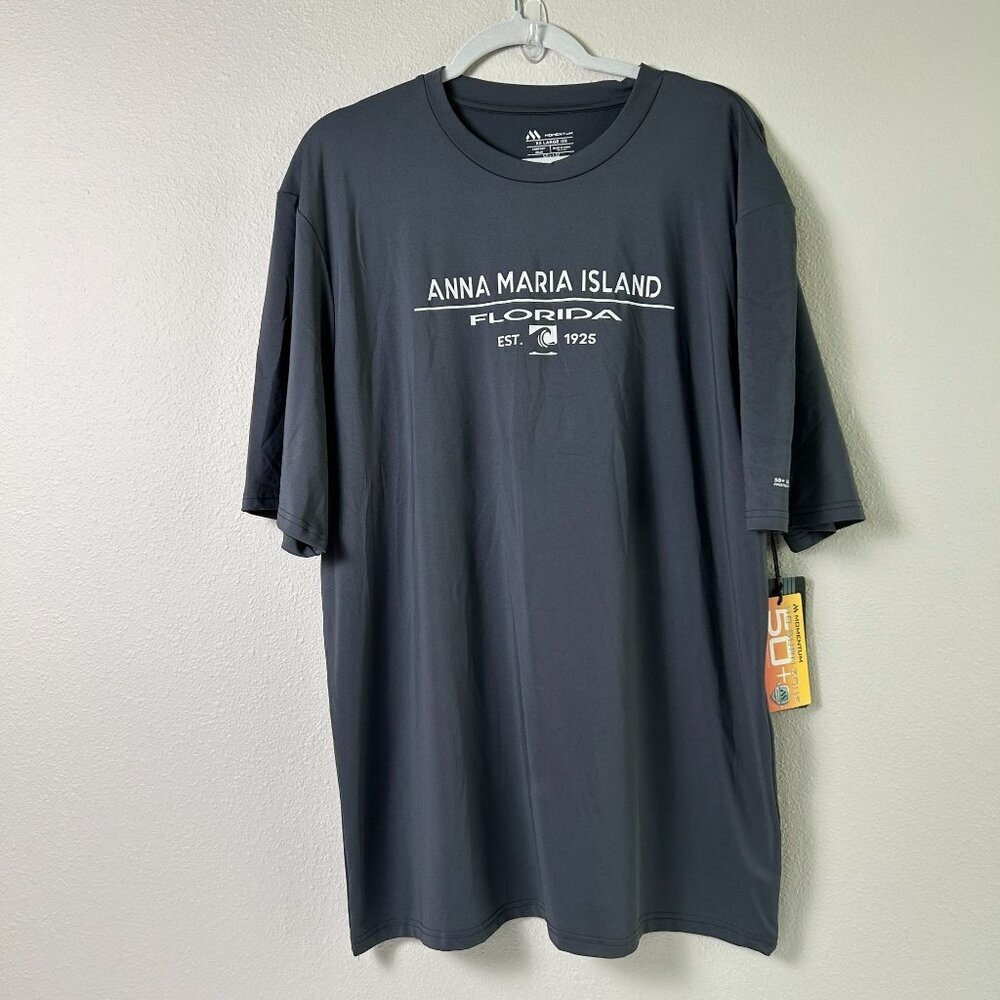 Momentum Anna‎ Marie Island Florida Shirt Mens 2XL Gray Short Sleeve UPF 50 NWT